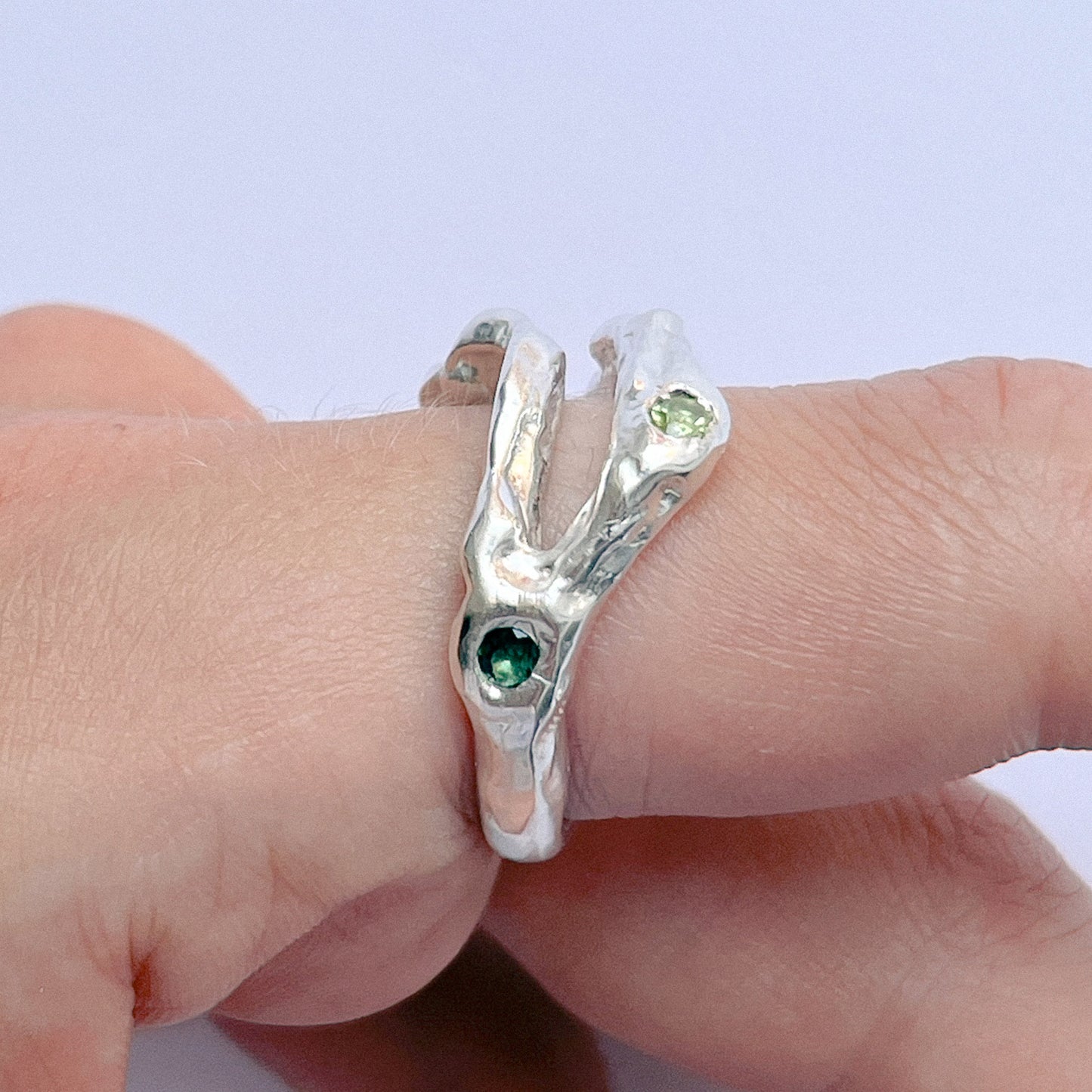 Meta Ring handmade in 925 Sterling Silver worn on finger by BÚMBUNER
