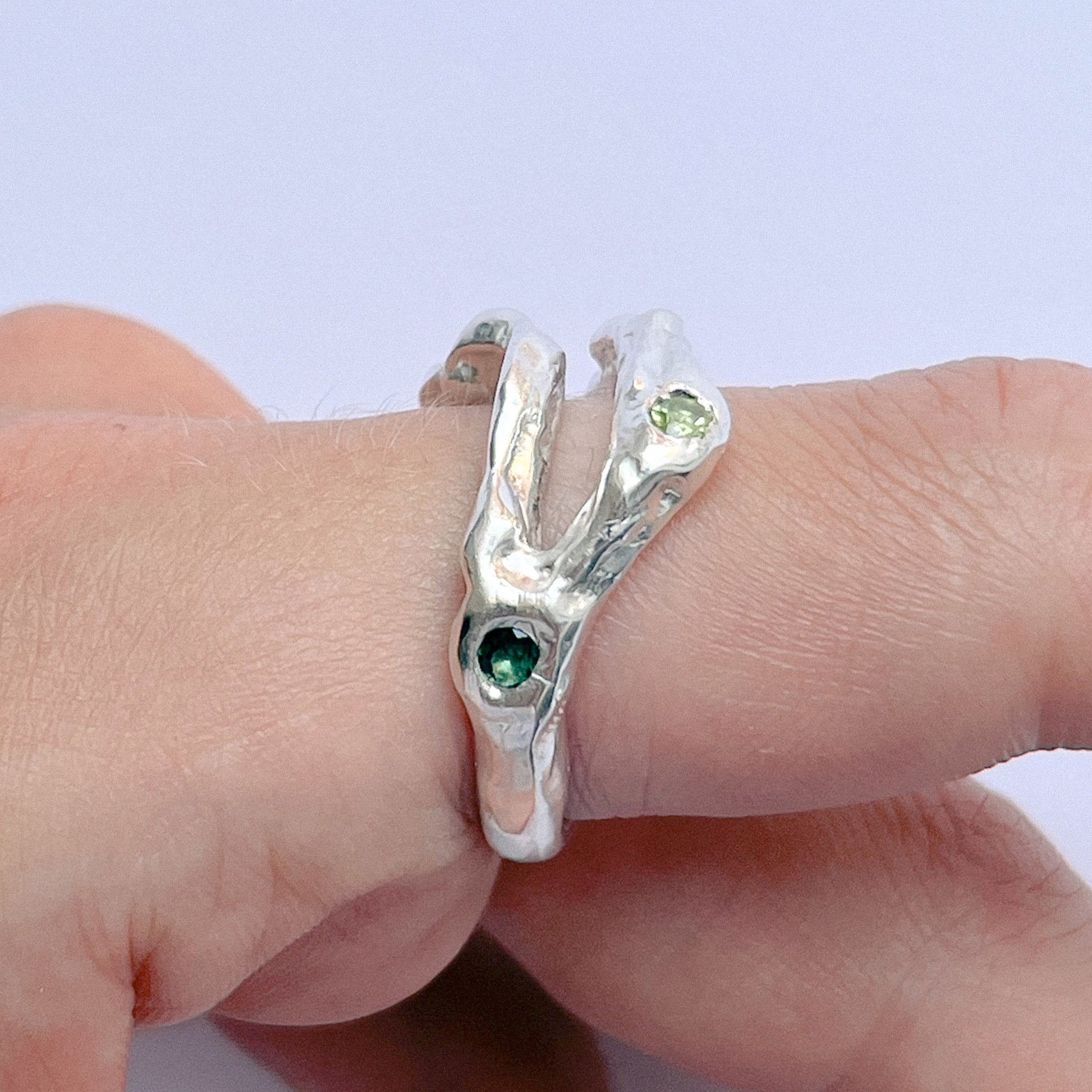 Meta Ring handmade in 925 Sterling Silver worn on finger by BÚMBUNER
