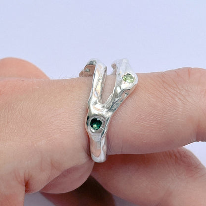 Meta Ring handmade in 925 Sterling Silver worn on finger by BÚMBUNER
