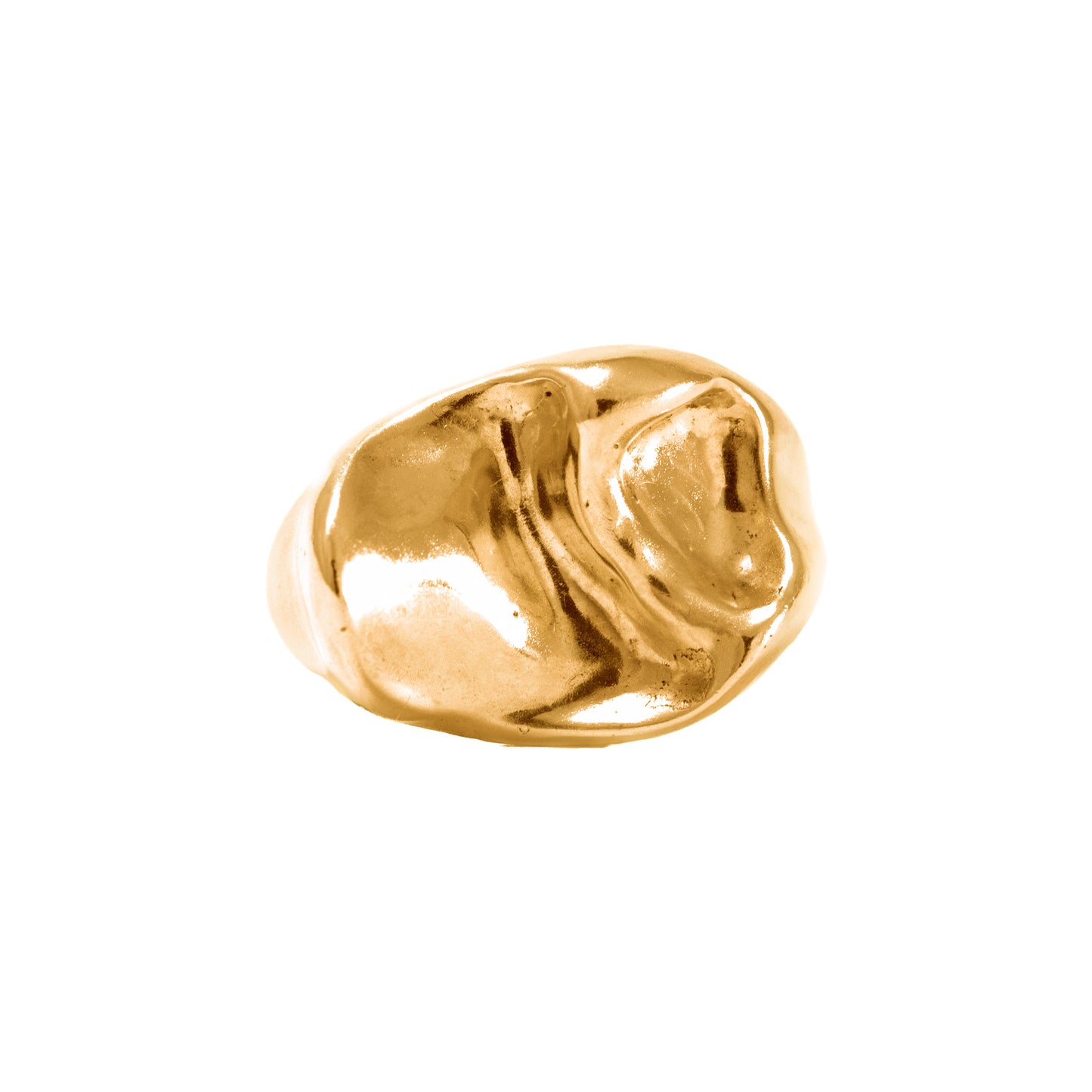 Molar2 Ring front view 18k gold-plated by BÚMBUNER
