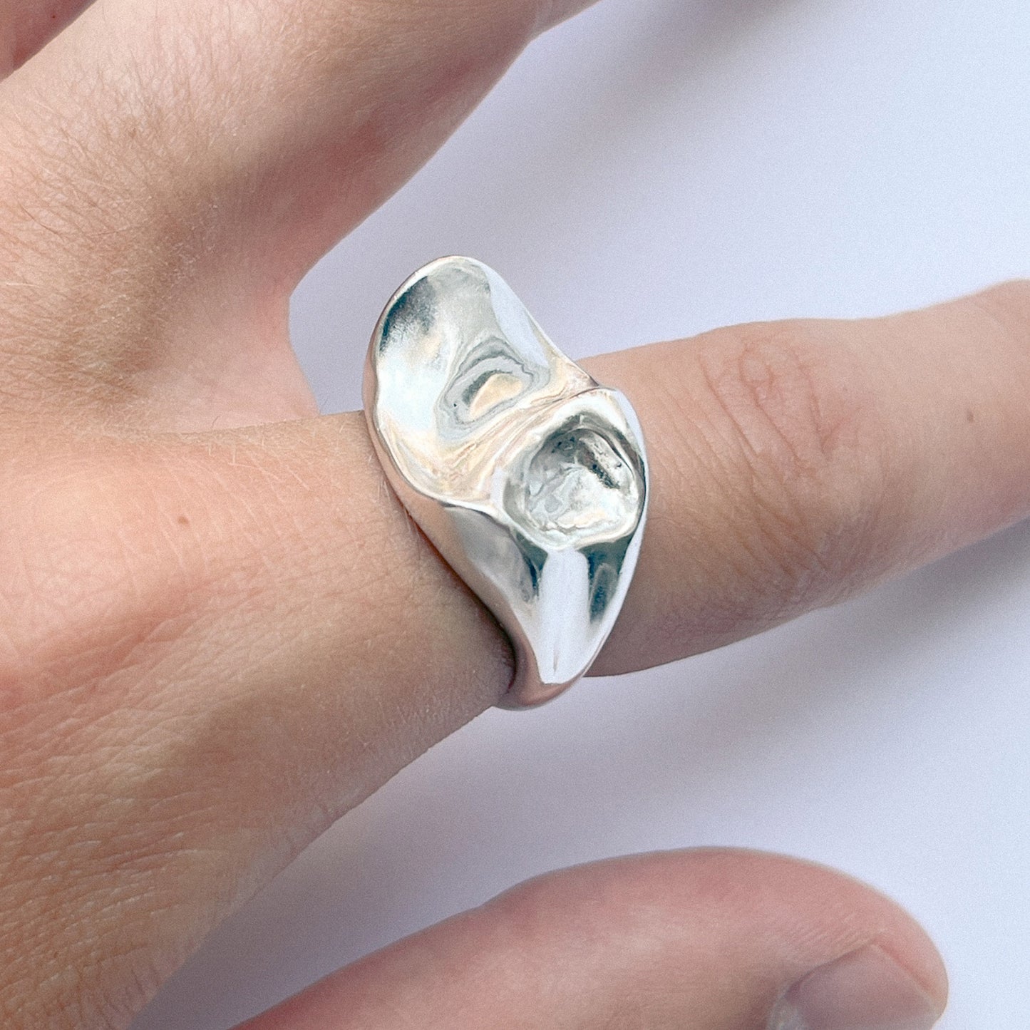 Molar2 Ring handmade in 925 Sterling Silver worn on finger by BÚMBUNER
