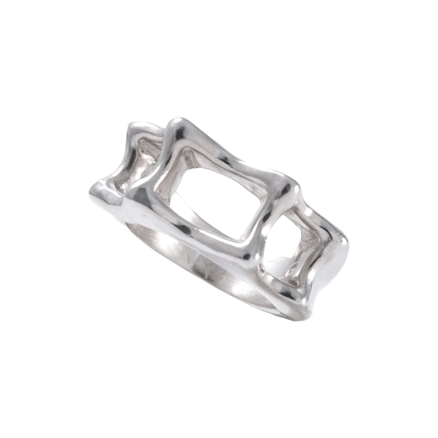 Panorama Ring tilted view handmade in 925 Sterling Silver by BÚMBUNER
