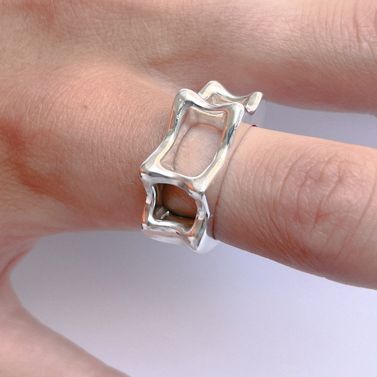 Panorama Ring handmade in 925 Sterling Silver worn on finger by BÚMBUNER
