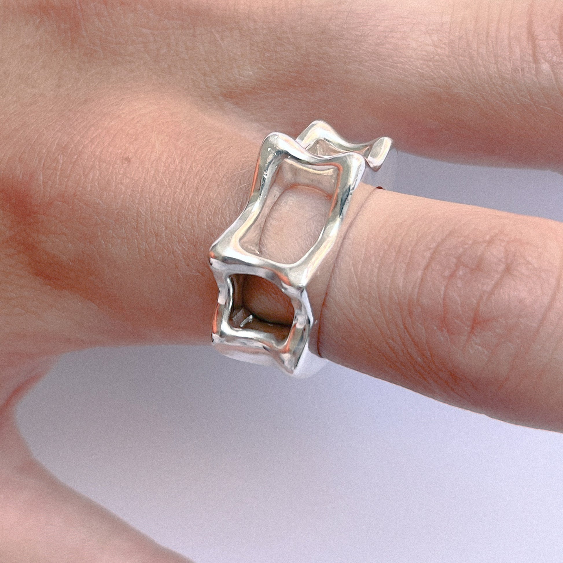 Panorama Ring handmade in 925 Sterling Silver worn on finger by BÚMBUNER
