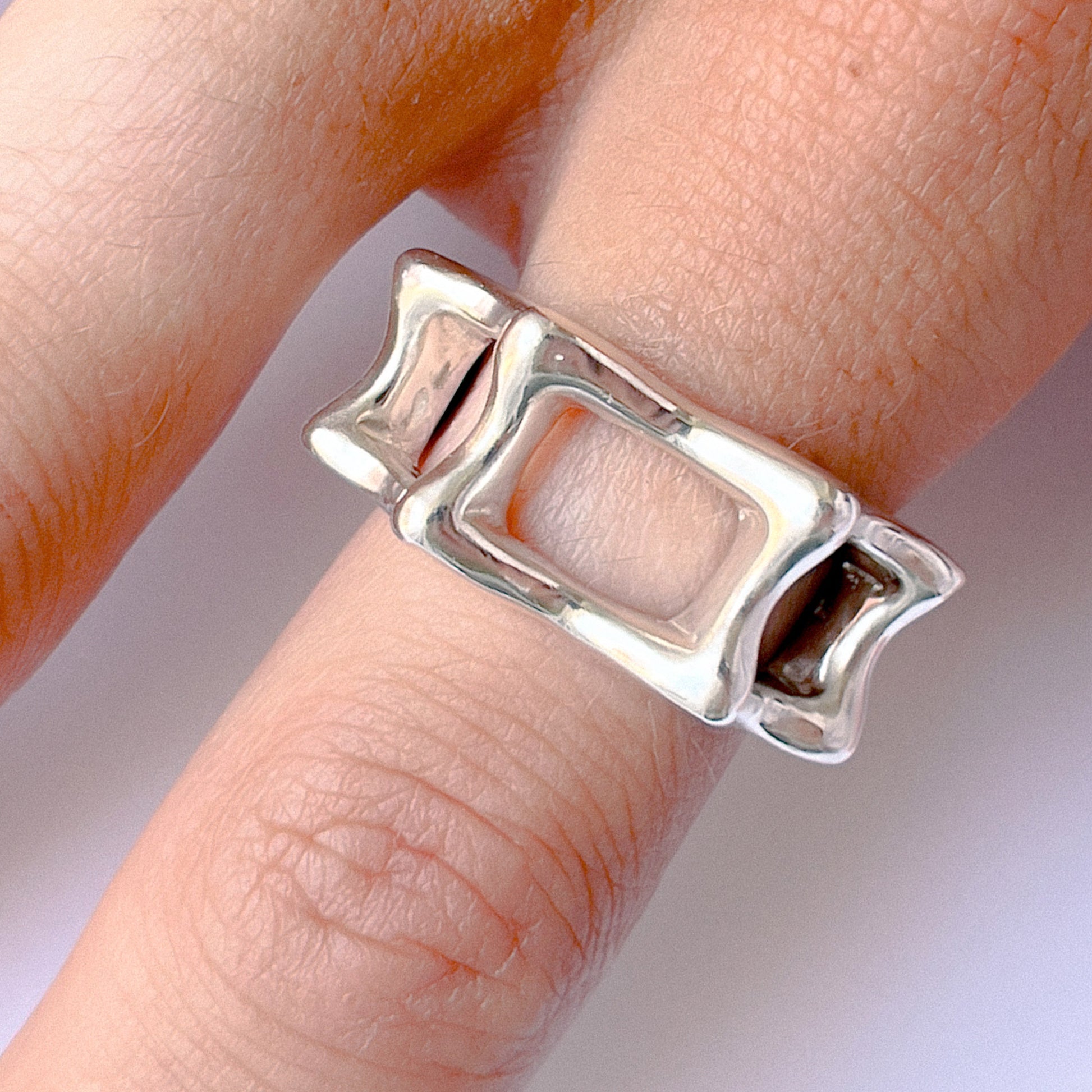 Panorama Ring handmade in 925 Sterling Silver worn on finger by BÚMBUNER

