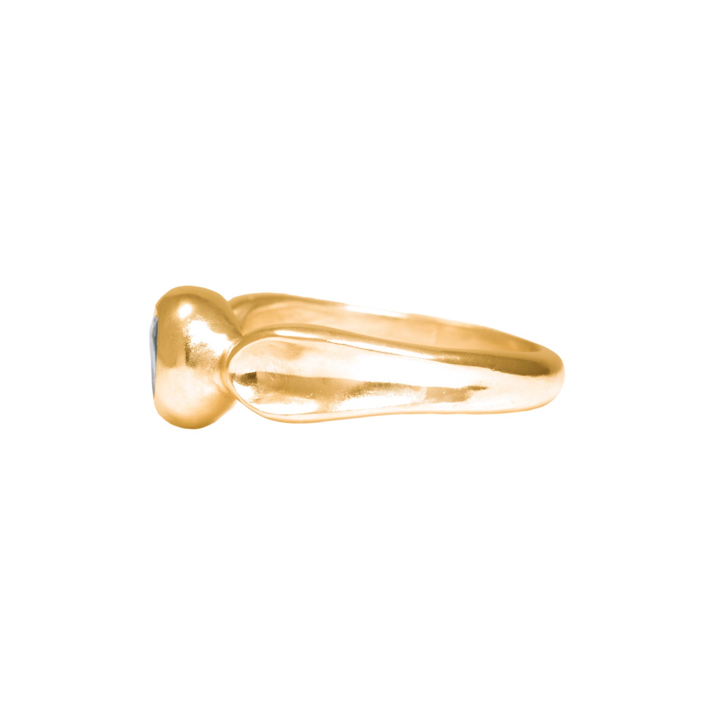 Pétalo Ring side view 18k gold-plated with natural Peridot by BÚMBUNER

